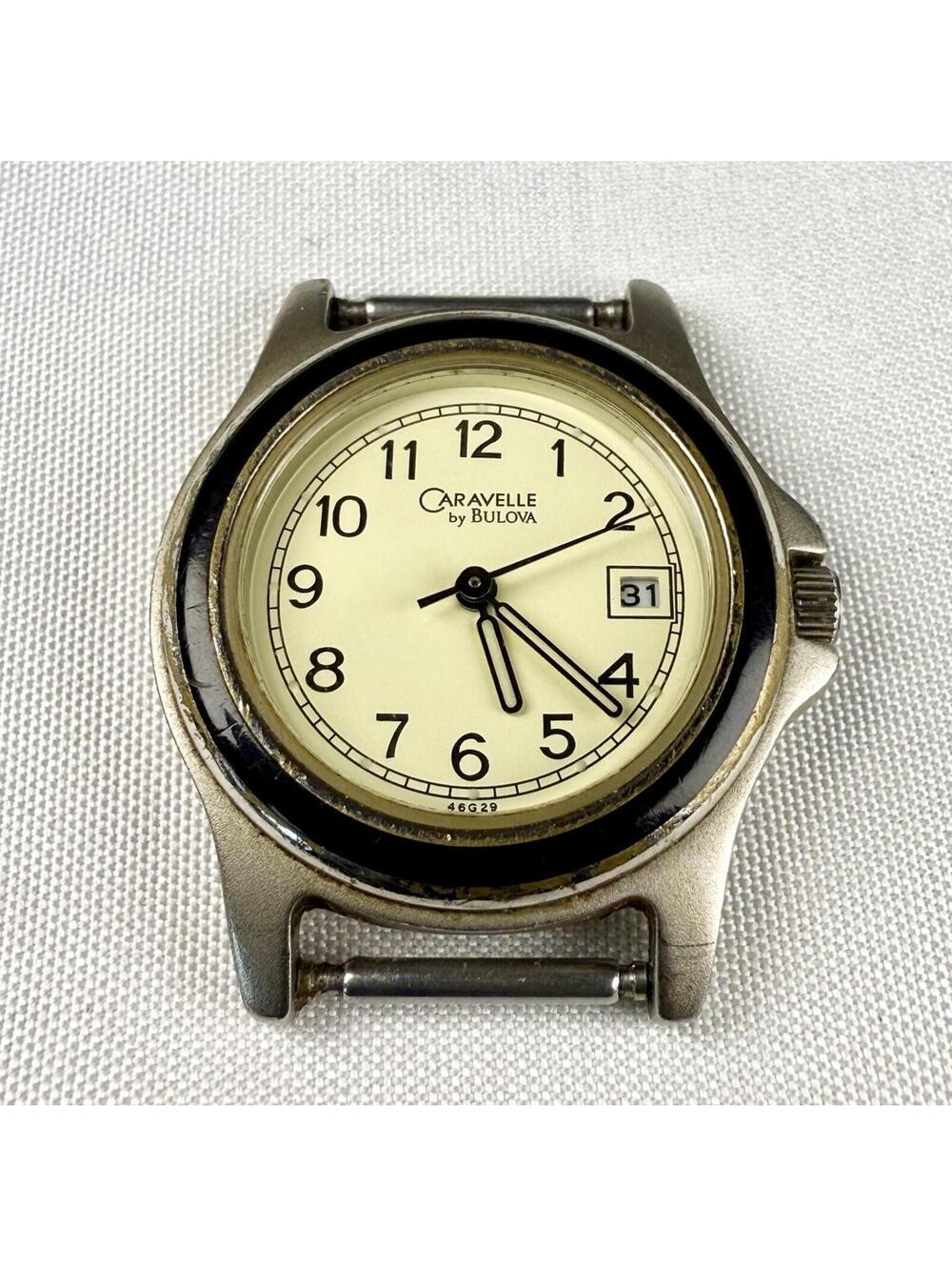Vintage Caravelle 46G29 Mens Classic Silver Analog Quartz Watch